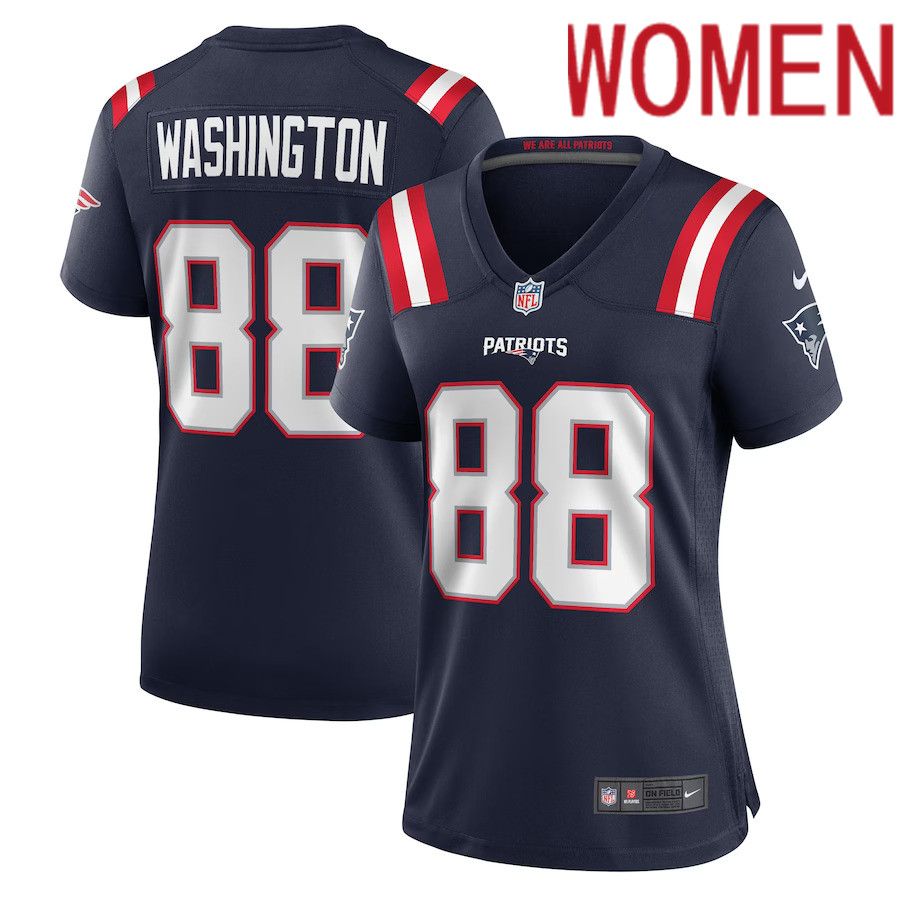 Women New England Patriots #88 Scotty Washington Nike Navy Home Game Player NFL Jersey->youth nfl jersey->Youth Jersey